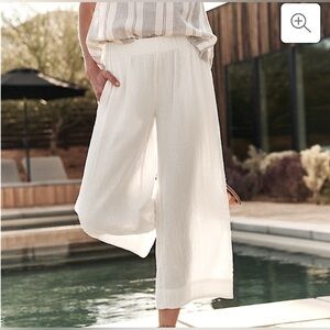 NWOT Pact Organic Cotton Coastal Gauze Wide Leg Pants in Soft White